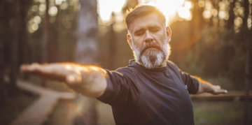 Man stretching outdoors