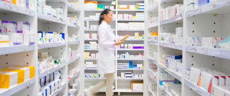 Pharmacist working at a pharmacy.