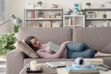 Woman sleeping on the couch